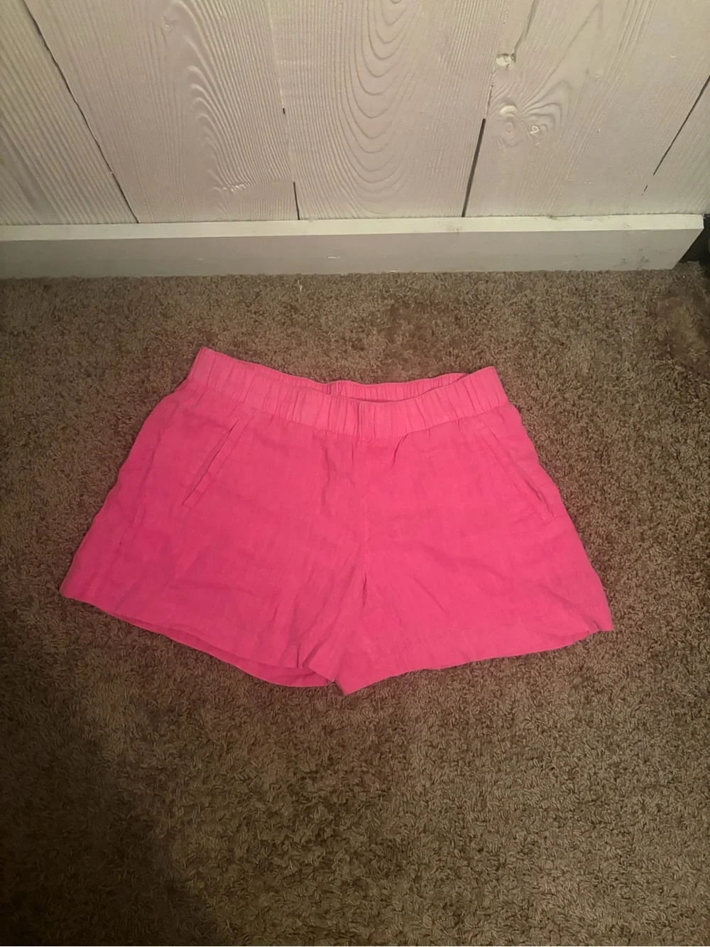 Lilly Pulitzer Hot Pink 100% Linen Elastic Waist Shorts - Size S